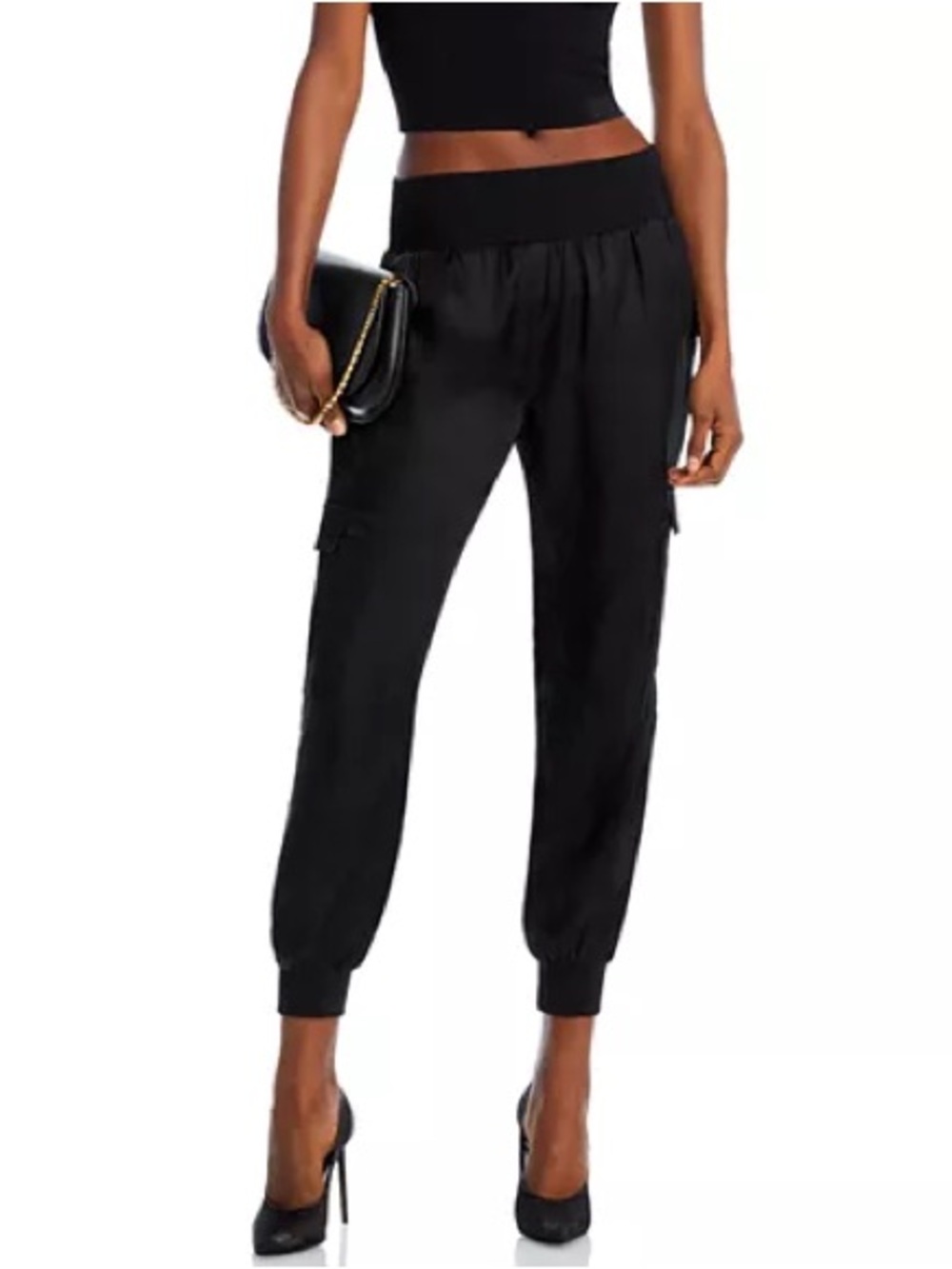 cinq a sept Black High-Waist Cargo Joggers